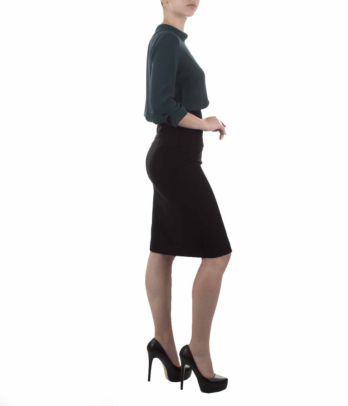Pencil skirt with front slit, with rayon, wool and viscose 2